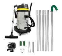 Gutter Cleaning System 60L Industrial Wet & Dry Hoover 24ft Vacuum Pole Kit 1.2m - 7.2m Long Reach 4K Camera Real Time Inspection 4x Zoom Wide Angle 1400W Motor Accessories Nozzles Carry Bag Included