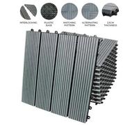 MonsterShop 66 X Wpc Decking Floor Tiles 30X30Cm - Grey