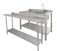 MonsterShop 6Ft Stainless Steel Catering Bench & 2 X Wall Mounted Shelves