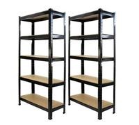 MonsterShop 75Cm Wide Racking Garage Storage Shelving Heavy Duty 5 Tier Shelf Unit 75Cm X 30Cm X 150Cm (2, Black)
