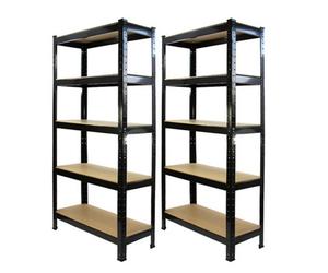 MonsterShop 75Cm Wide Racking Garage Storage Shelving Heavy Duty 5 Tier Shelf Unit 75Cm X 30Cm X 150Cm (2, Black)