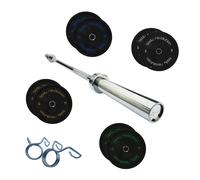 Body Revolution 7Ft Olympic Weightlifting Bar & Bumper Weight Plate Sets - 20Kg Weight Set (10Kg Pair)
