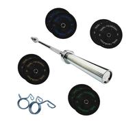 Body Revolution 7ft Olympic Weightlifting Bar & Bumper Weight Plate Sets - 50kg Weight Set (10kg +15kg Pairs)