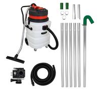 Gutter Cleaning 90L Wet & Dry Hoover 24ft Vacuum Pole Kit 1.2m - 7.2m Long Reach 5m Hose 4K Camera Real Time Inspection 4x Zoom Wide Angle 3000W Triple Motor Accessories Nozzles Carry Bag Included