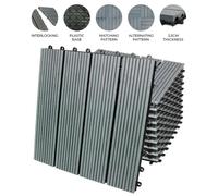 Monstershop 99 x WPC Decking Floor Tiles 30x30cm 9 SQM - Grey