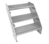 Monstershop Adjustable 3 Section Galvanised Staircase - 600Mm Wide, Silver