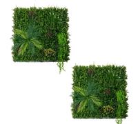 MonsterShop 2Pcs Artificial Plant Wall Panel 100 X 100Cm Alina Living Foliage Greenery Tiles Indoor Outdoor Weather & Uv Resistant