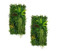 2Pcs Artificial Plant Wall Panel 50 x 100cm Alina Living Foliage Greenery Tiles Indoor Outdoor Weather & UV Resistant Grass Fence Hedge Privacy Backdrop Garden Home Décor Snap & Lock Fixings Included