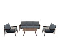 Jardi Aluminium 4 Piece Sofa Set - Wood Effect