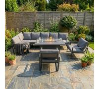 Monstershop Aluminium 7 Seater Garden Furniture Set With Fire Pit & Waterproof Cover