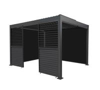 Monstershop Aluminium Pergola With Anthracite Blinds & 2 Shutter Panels - 3m x 4m