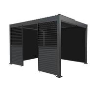 Monstershop Aluminium Pergola With Anthracite Blinds & 2 Shutter Panels - 3m x 4m
