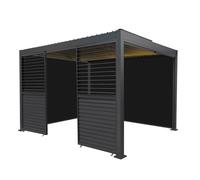 Monstershop Aluminium Pergola With Anthracite Blinds, 2 x Side Panels & LED Lights - 3m x 4m