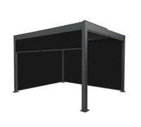 Metal Pergola 3m x 4m Anthracite Grey With 4 Retractable Anthracite Mesh Blinds Tilting Canopy Roof Aluminium Outdoor Garden Gazebo Sun Shelter Drainage Weather Resistant Tools & Ground Bolts Included