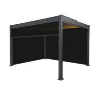 Monstershop Aluminium Pergola With Anthracite Blinds & LED Lights - 3m x 4m