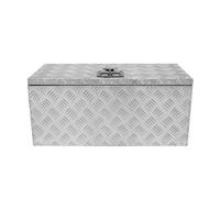 Aluminium Tool Box 70L Lockable Chest 2 Keys Trailer Truck Van Locker Boxes Storage Heavy Duty Checker Plate Rubber Base Liner Seal Gas Struts Carry Case Large 28" x 12.5" x 12" 710mm x 320mm x 310mm