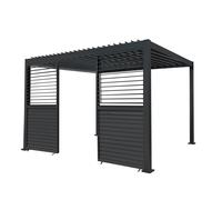 Anthracite Aluminium Pergola With 2 x Shutter Panels - 3m x 4m Monstershop Grey One Size