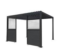 Anthracite Aluminium Pergola With 2 x Shutter Panels - 3m x 4m Grey