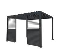 Anthracite Aluminium Pergola With 2 x Shutter Panels - 3m x 4m Grey