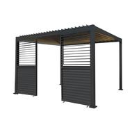 MonsterShop Metal Pergola 3M X 4M Anthracite Grey With Led Lights & 2 Side Panels