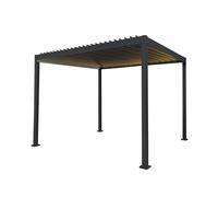 MonsterShop Metal Pergola W/ Led Lights 3M X 4M Anthracite Grey Adjustable Canopy