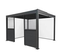Monstershop Anthracite Aluminium Pergola With White Blinds & 2 Shutter Panels - 3M In Grey Grey