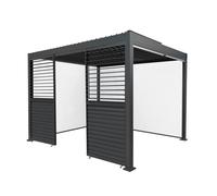 Monstershop Anthracite Aluminium Pergola With White Blinds & 2 Shutter Panels - 3m x 3m