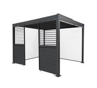 MonsterShop Anthracite Aluminium Pergola with White Blinds and 2 Shutter Panels