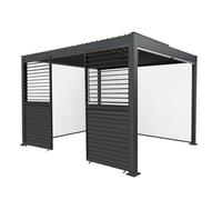 MonsterShop Anthracite Aluminium Pergola with White Blinds and 2 Shutter Panels