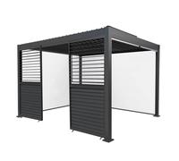 Monstershop Anthracite Aluminium Pergola With White Blinds & 2 Shutter Panels - 3M X 4M In Grey Grey One Size