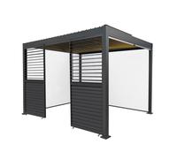 Monstershop Anthracite Aluminium Pergola With White Blinds, 2 x Side Panels & LED Lights - 3m x 3m