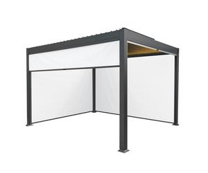 Monstershop Anthracite Aluminium Pergola With White Blinds & LED Lights - 3m x 4m