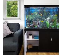 MonsterShop - Aquarium 300 Litres with Black Furniture and Kit with Plants and Black Gravel 143 cm x 120 cm x 39 cm