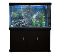 MonsterShop Aquarium Fish Tank & Cabinet With Complete Starter Kit - Black Tank & Natural Gravel