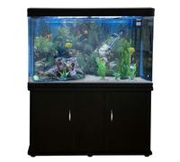 Monstershop Aquarium Fish Tank & Cabinet with Complete Starter Kit - Black Tank & White Gravel