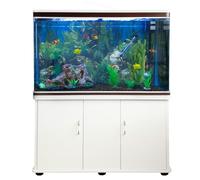 Monstershop Aquarium Fish Tank & Cabinet with Complete Starter Kit - White Tank & Black Gravel