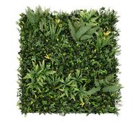Artificial Plant Wall Panel Ayla 100 x 100cm Living Foliage Greenery Tiles Indoor Outdoor Weather UV Resistant Maintenance-Free Faux Privacy Fence Backdrop Garden Home Snap & Lock Gloves Fixing Kit