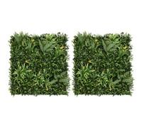 MonsterShop Artificial Plant Wall Panel X 2 Ayla 100Cm X 100Cm Foliage Greenery Tiles
