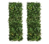 Artificial Plant Wall Panel x 2 Ayla 50 x 150cm Living Foliage Greenery Tiles Indoor Outdoor Weather UV Resistant Maintenance-Free Faux Privacy Fence Backdrop Garden Home Snap & Lock Gloves Fixing Kit