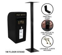 MonsterShop Black Royal Mail Post Box With Floor Stand Er Cast Iron Wall Mounted Wedding Authentic Pillar Lockable Post Office Letter Box