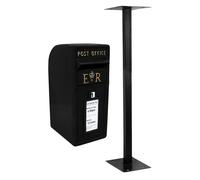MonsterShop Black Royal Mail Post Box With Floor Stand Er Cast Iron Wall Mounted Wedding Authentic Pillar Lockable Post Office Letter Box
