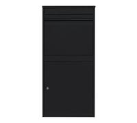 Parcel Post Drop Box XL Black Steel Outdoor Lockable 2 Keys Letter Mail Package Courier Container Delivery Storage Wall Mount Safe Secure Anti Fishing Scannable Barcode Screwdriver Fixing Kit