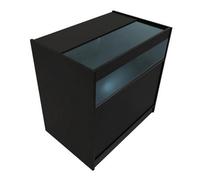 MonsterShop Black Shop Counter Led Light B 900mm Lockable Sliding Doors 2 Keys Retail Storage Unit Display Showcase Cabinet Reception Desk