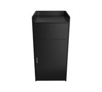 Wooden Litter Bin & Tray Stand Black Finish Commercial Restaurant Food Hall Takeaway Café Waste Bin Enclosure Cabinet Swing Door Melamine MDF FREE 100L Rubbish Bin FREE White Vinyl Stickers