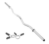 Body Revolution EZ Barbell Bar - 1.2m EZ Weight Lifting Bar for 1 Inch Standard Weights Plates - Barbell for Bench Press, Curls and Bodybuilding Spinlock or Spring Collar (1.2m Spring Collar)