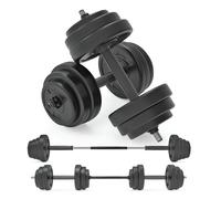 Vinyl Dumbbell Set Adjustable Free Weights 10KG Set Weight Lifting for Home Gym Fitness Training Workout Exercise Equipment Bodybuilding Weight Plates 2 x Barbells 4 x Spin-lock Collars & Barbell Link