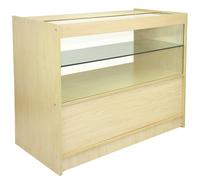MonsterShop C1200 Shop Counter Glass Retail Showcase Display Cabinet, Maple, 120cm x 90cm x 60cm Maple