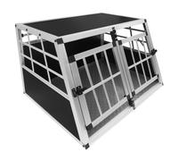 Pet Car Transport Crate Cage Aluminium Travel Box Trapezoidal Dog Cat Puppy Carrier Estate Vehicle 2 Doors 50 x 89 x 69cm | FREE Plastic Washable Mat