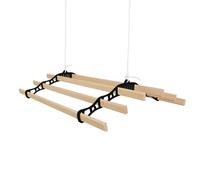 Clothes Airer Ceiling Pulley 6 Lath 0.9m Black Maid Traditional Mounted Clothing Dryer Victorian Clothes Horse Laundry Drying Rack Extendable Cast Iron Varnished Pine Kitchen Utility FREE Fixing Kit