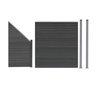 Monstershop Composite Fence Panel, Angled Piece & Led Posts 6Ft X 9Ft - Grey Grey